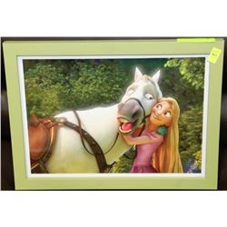 15" X 11" FRAMED TANGLED RAPUNZEL WITH MAXIMUS