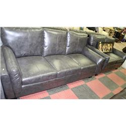 NEW CIRUS GREY LEATHERETTE SOFA AND LOVESEAT