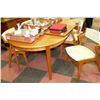 Image 1 : TEAK DINING ROOM TABLE WITH 4 CHAIRS 2 LEAFS