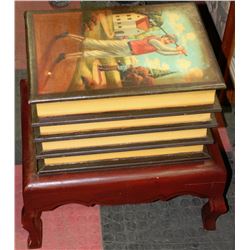FAUX GOLF BOOK THEME VINTAGE TABLE W/STORAGE