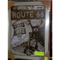 ROUTE 66 FRAMED METAL PICTURE