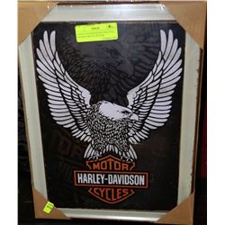 HARLEY DAVIDSON MOTORCYCLE FRAMED METAL PICTURE