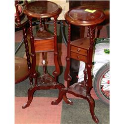 PAIR OF WOODEN SMOKER STANDS