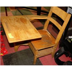 OLD WOODEN SCHOOL DESK