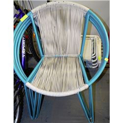 SET OF FOUR BLUE & WHITE PATIO CHAIRS