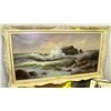 Image 1 : LARGE ORNATE FRAMED OCEAN VIEW PAINTING BY