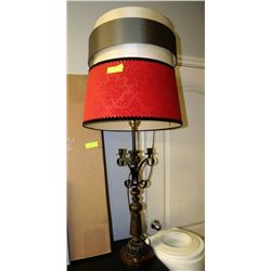 VINTAGE 2-IN-1 WOOD & METAL LAMP & CANDLE HOLDER