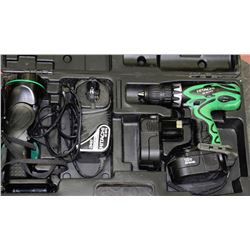 HITACHI DRILL,FLASHLIGHT COMBO WITH 2 BATTERIES &