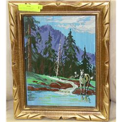 HAND PAINTED HORSE PICTURE WITH VINTAGE LOOKING