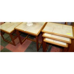7PCS TILE TOP TEAK TABLE SET INCLUDING: