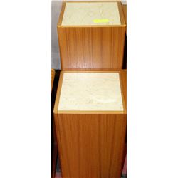 TEAK STONE TOP PLANT STAND SET