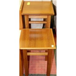 TEAK PAIR OF PLANT STANDS