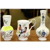 Image 1 : 3 BONE CHINA ITEMS - 1 CUP & 2 VASES