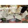Image 1 : GLASS TOP PATIO TABLE WITH 4 CHAIRS AND END TABLE