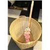 Image 1 : LARGE WOVEN BASKET WITH HANDLES & STRAW BROOM