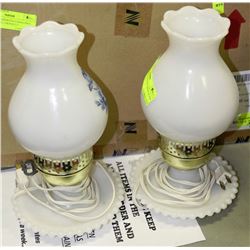 PAIR OF 1970'S HOBNAIL MILK GLASS LAMPS