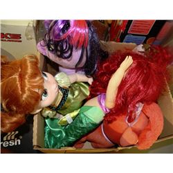 BOX OF DISNEY CHARACTERS AND DOLLS (FROZEN, PONY)