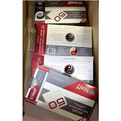 BOX WITH 4 BOXES OF NEW GOLF BALLS W/S STAFF ZIP