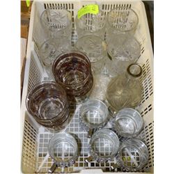 TRAY OF ASSORTED GLASS, CRYSTAL & LEAD CRYSTAL