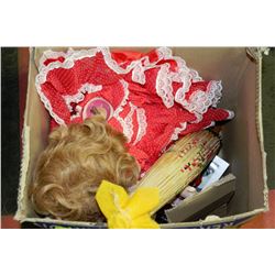 BOX WITH EARLY LEARNING BOOKS, BAMBOO UMBRELLA,