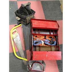 RED TOOLBOX WITH CONTENTS,2 TOOL CASES,2 SAWS