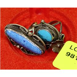 LOT OF 2 SILVER/TURQUOISE RINGS