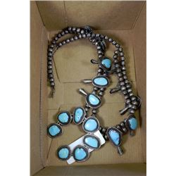 LARGE SQUASH NECKLACE WITH TURQUOISE STONES
