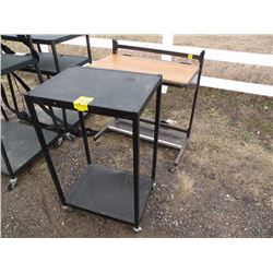 Qty 2 metal stands on wheels