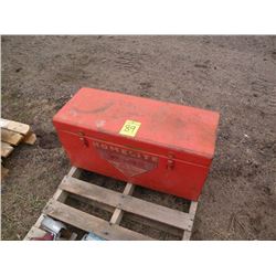 Homelite metal tool box w/2 Poulan chainsaws