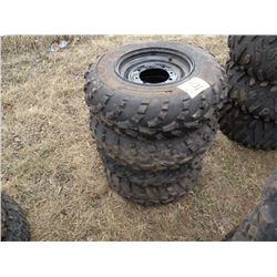 Qty 4 ATV tires, (2) 25x8-12, (2) 25x10-12 on rims