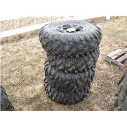 Qty 4 ATV tires (2) 27x9-12, (2) 29x11-14 on rims
