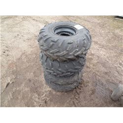 Qty 4 ATV tires, (2) 25x11-10, (2) 25x8-12 on rims
