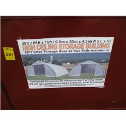 30x65 ft high ceiling storage shed -15ft ceiling -New