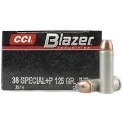 10 BOXES CCI 3514 Blazer 38 Special Jacketed Hollow Point 125 GR (500 ROUNDS) .076683035141