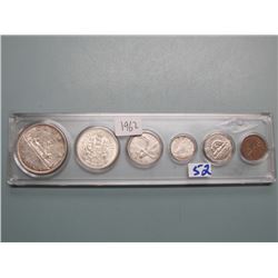 1962 Canadian Silver Dollar, 50 Cent, Quarter, Dime, Nickel & Penny