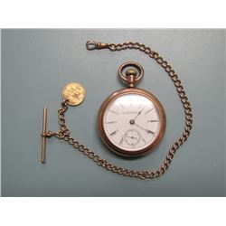 American Waltham Watch Co pocket watch w/ Chain - Works Intermitently