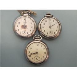 lot of 3 non working pocket watches - 2) Pilot, Westclox Dax