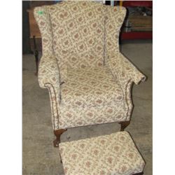 Wing Back Chair & Foot Stool - NO SHIPPING PICKUP IN ARDEN, MB ONLY