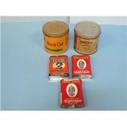 lot of 2 tobacco tins & 3 Pocket tobacco tins