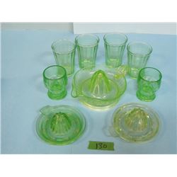 lot of 9 pieces of depression glass