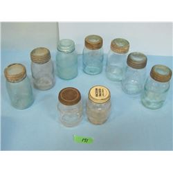 lot of pint sealers & smaller jars - 9 pieces total