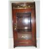 Image 1 : AN EARLY 20th CENTURY OAK SMOKER'S COMPANION, with gallery top, brass fret work and glazed door 40..