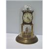 Image 1 : A BRASS SKELETON CLOCK, with glass dome & white dial bearing the initials B and Crescent Moon 60 -..