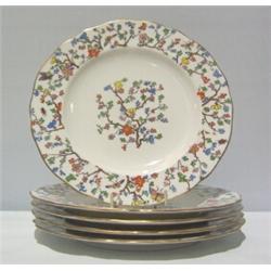 A SET OF FIVE COPELAND SPODE SIDE PLATES, with colourful floral decoration on white ground. Printed.
