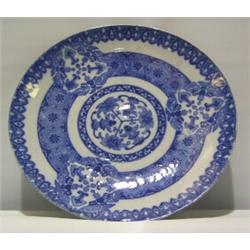 A BLUE AND WHITE ORIENTAL CHARGER, in a geometric design 30 - 50...