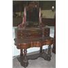 Image 1 : A VICTORIAN BURR WALNUT WARDROBE, the central breakfront door with mirror, enclosing dressing slide.