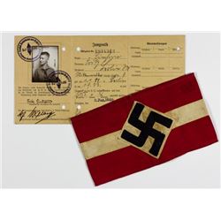 DEUTSCHES JUNGVOLK IDENTITY CARD AND ARMBAND