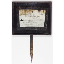 U-BOAT CREWMAN'S MEMORIAL MARKER AND DEATH NOTICE CARD