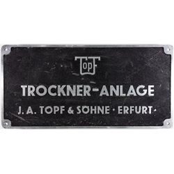 J. A. TOPF & SONS SIGN - MANUFACTURERS OF CREMATORIA