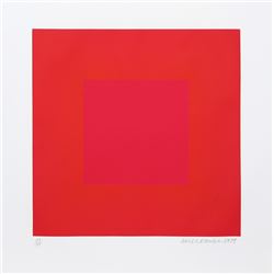 Richard Anuszkiewicz, Red with Gold IV,  Op-Art Intaglio Aquatint Etching